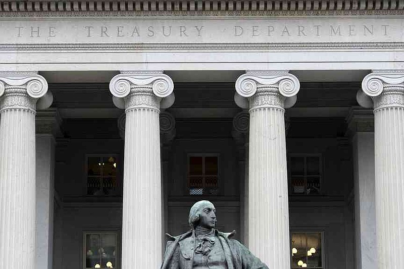 FILE - The Treasury Department building is seen, March 13, 2025, in Washington. (AP Photo/Alex Brandon, File)