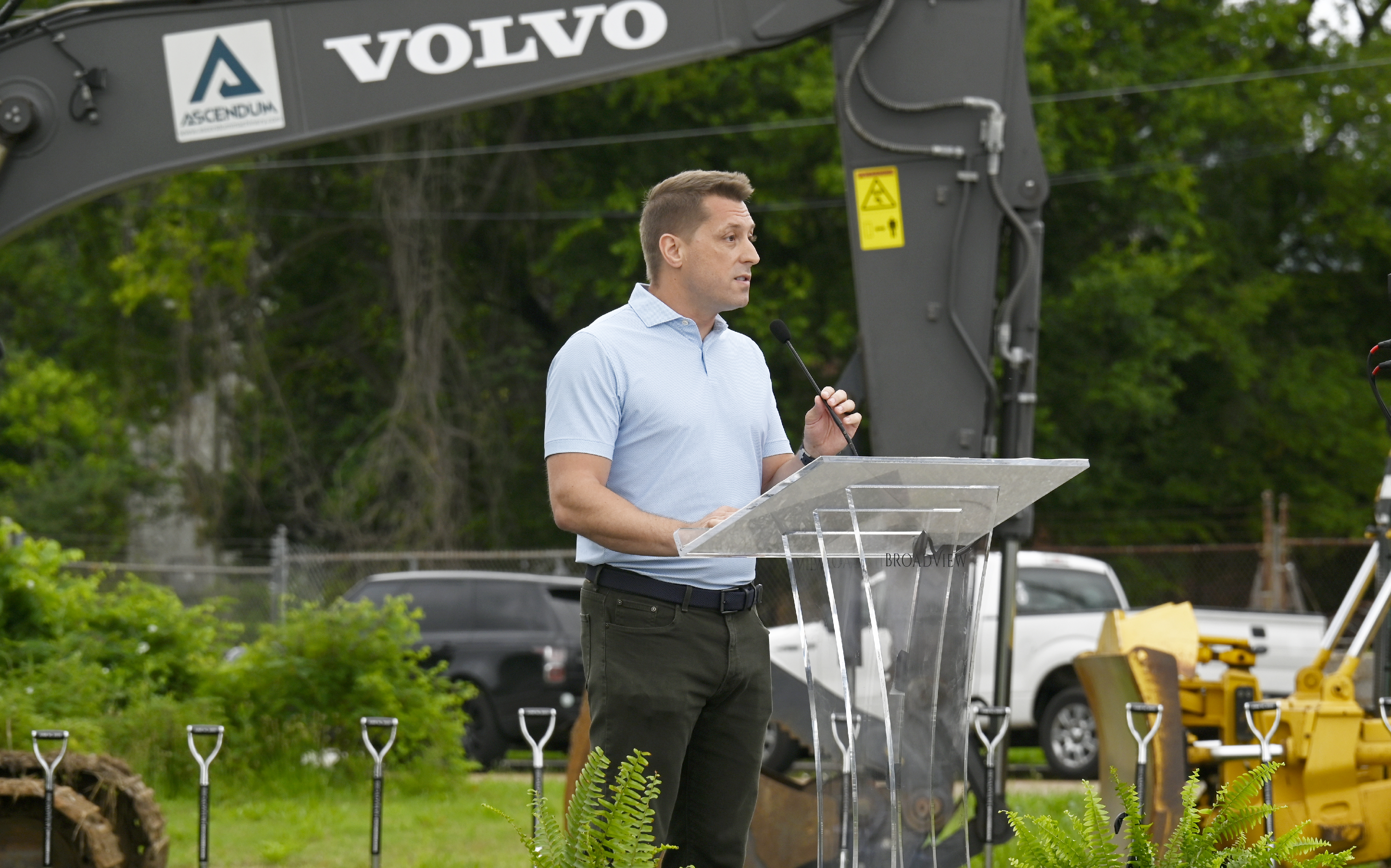 Staff photo by Abby White / FTC Development CEO Matt McGauley speaks at the groundbreaking ceremony June 16, 2025.