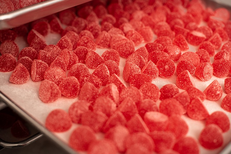 Gummies are seen at Wagon trail Farms, an integrated medical cannabis facility in Cullman, Ala., on June 11, 2025. (Andi Rice for Alabama Reflector)