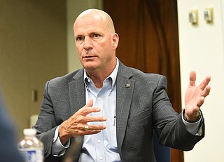 Staff photo by Matt Hamilton / Tennessee Valley Authority Chief Nuclear Officer Tim Rausch speaks during a meeting at the Chattanooga Office Complex on Tuesday, June 7, 2022.