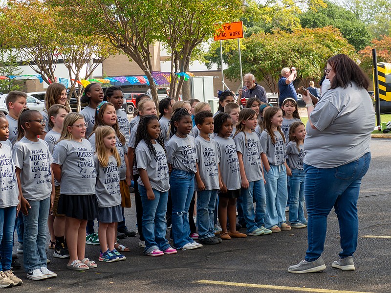 The children of Nash Voices of Leadership perform a few songs in English and Spanish during the Hispanic Heritage Month Festival on Tuesday, Sept. 30, 2025, at Texarkana College. (Staff photo by Andrea Loredo)