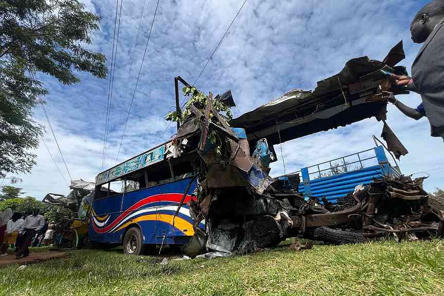 More than 40 killed in a crash of buses in western Uganda