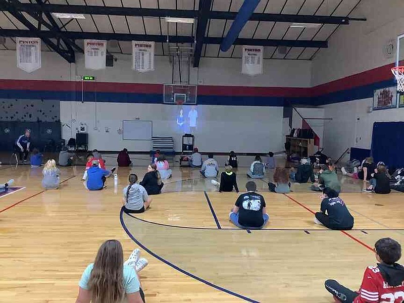 Courtesy/Ashley Benton California Middle School students assembled in the gym for a presentation on the dangers of drug and alcohol addiction.