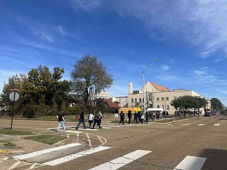 Students from eight Texarkana-area high schools give supplies to homeless downtown