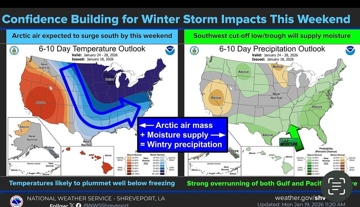 Winter storm watch issued for Texarkana and region; arctic air mass ...