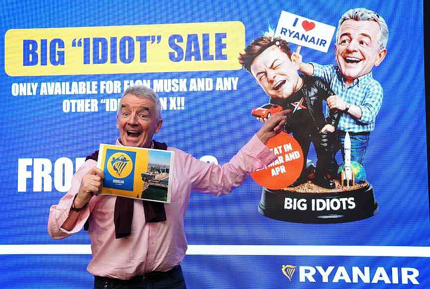 Ryanair CEO dismisses Musk idea of buying airline as their verbal feud escalates