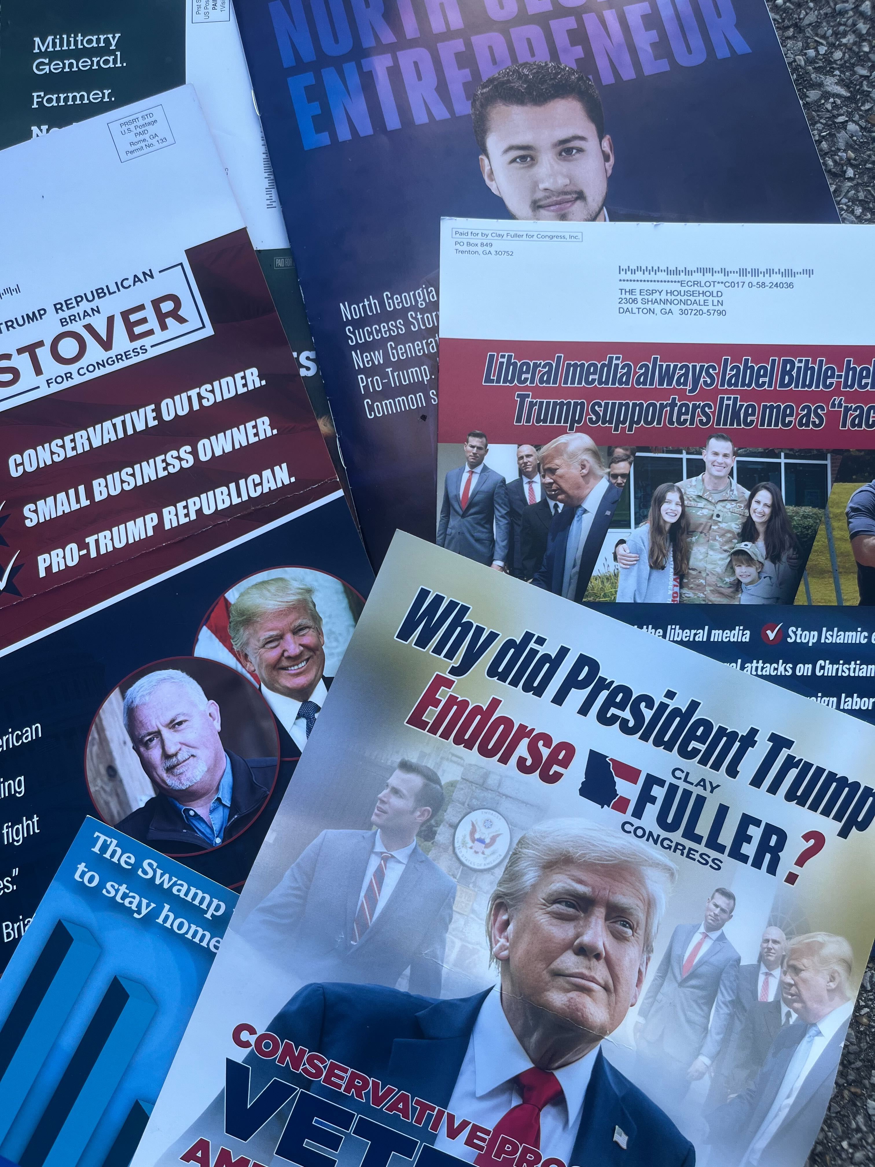 Staff Photo by Ignacio Perez / Campaign advertisements for Georgia's 14th Congressional District often emphasize President Donald Trump, even for candidates who are not endorsed by him.