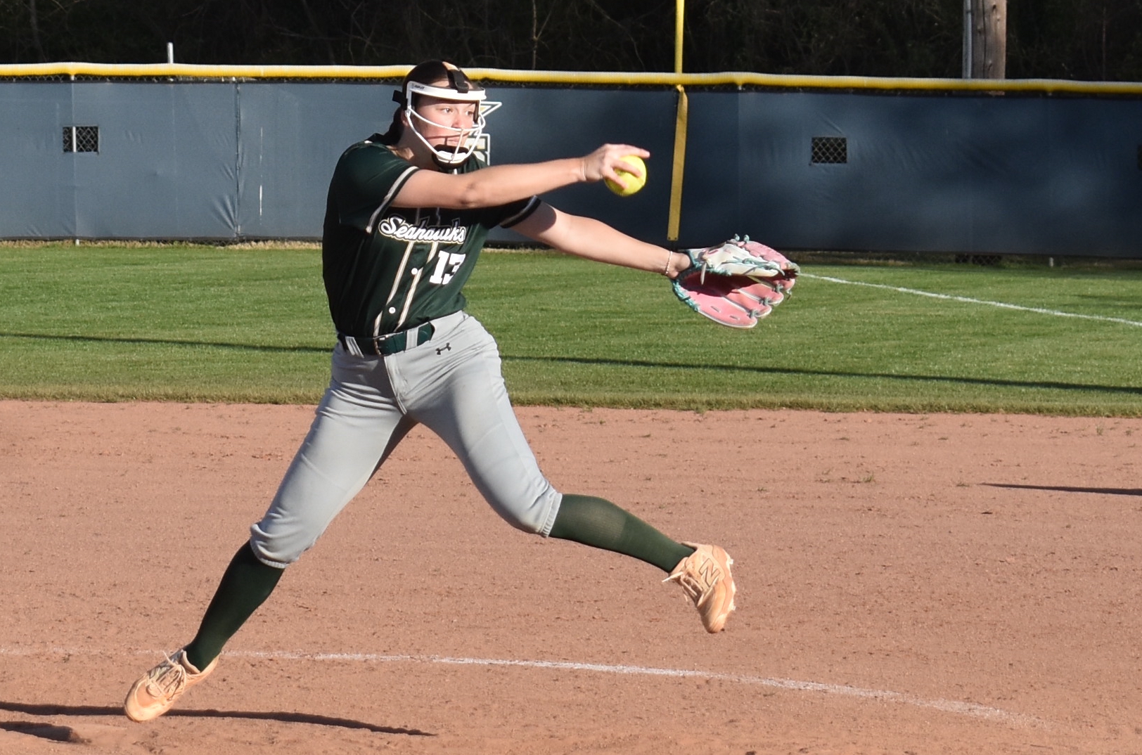 Staff photo by Patrick MacCoon / Silverdale Baptist junior ace Bita Cox delivers a pitch during Monday's 12-2 road victory over Chattanooga Christian.