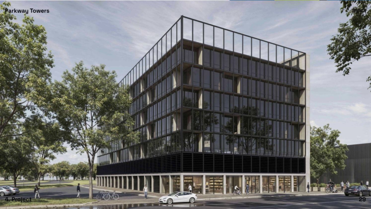 Chattanooga planning submission / A rendering included in a public Chattanooga meeting agenda shows the planned replacement of Parkway Towers, known for graffiti on the upper floors spelling "JUNK."