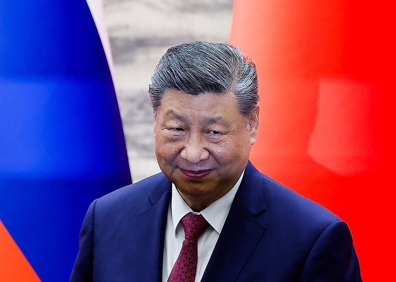 Chinese President Xi Jinping attends a signing ceremony with Russian President Vladimir Putin at the Great Hall of the People in Beijing, Wednesday, May 20, 2026. (Maxim Shemetov/Pool Photo via AP)