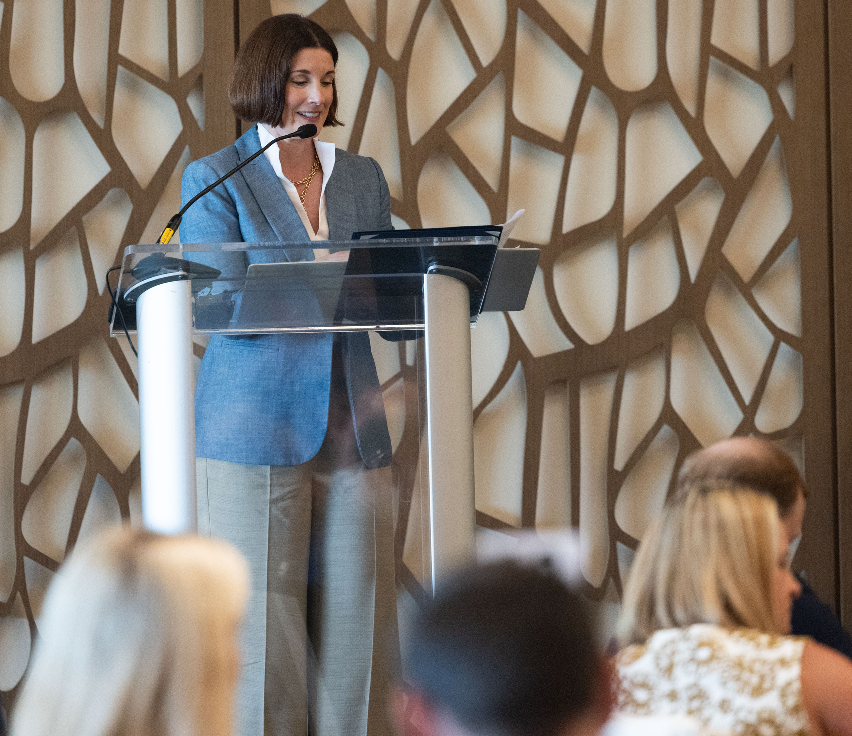 Staff photo by Larry Sullivan II / President and CEO Emily Mack speaks during the River City Co.'s 40th anniversary celebration at the Westin hotel.