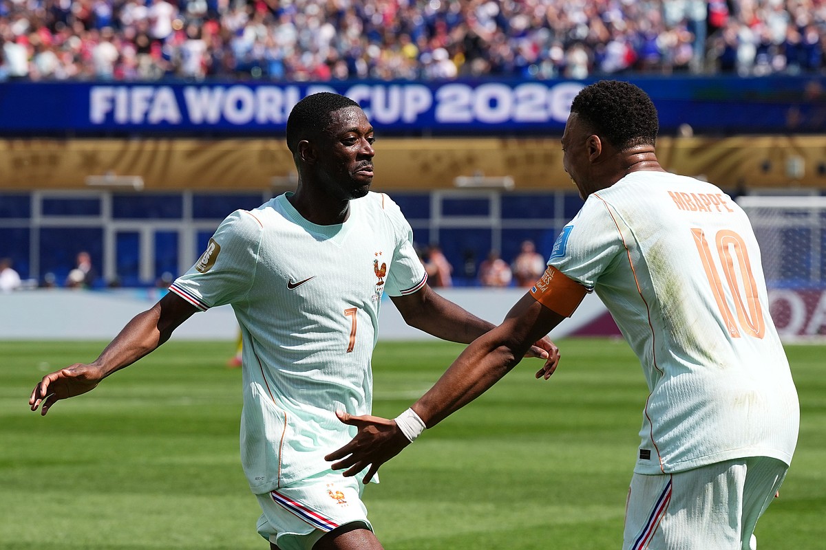France forward Ousmane Dembélé scores a first-half World Cup hat trick in 4-1 win over Norway