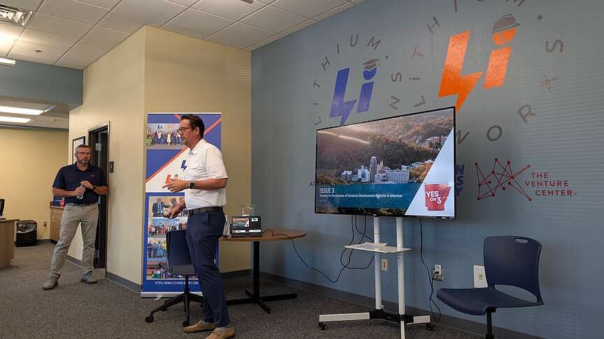 Gabe Holmstrom, the Executive Director of the Downtown Little Rock Partnership, and Justin Allen, a lawyer and lobbyi...