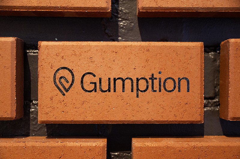 Staff Photo by Seth Carpenter / A brick representing the start-up Gumption is seen on a wall among other start-ups' bricks at Brickyard on Sept. 15, 2026.