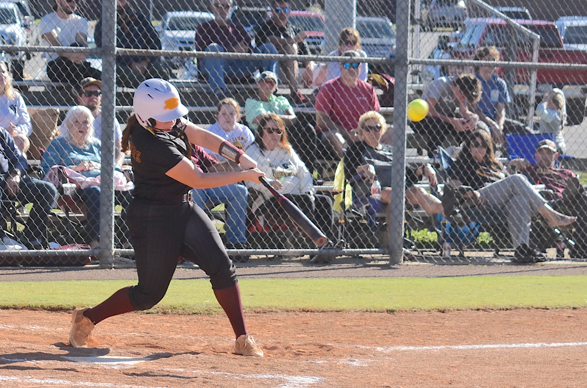 Staff photo by Patrick MacCoon / Dade County senior Miley Chambers connects on one of her three doubles in Tuesday's home game against Metter in the second round of the GHSA Class AA state playoffs.