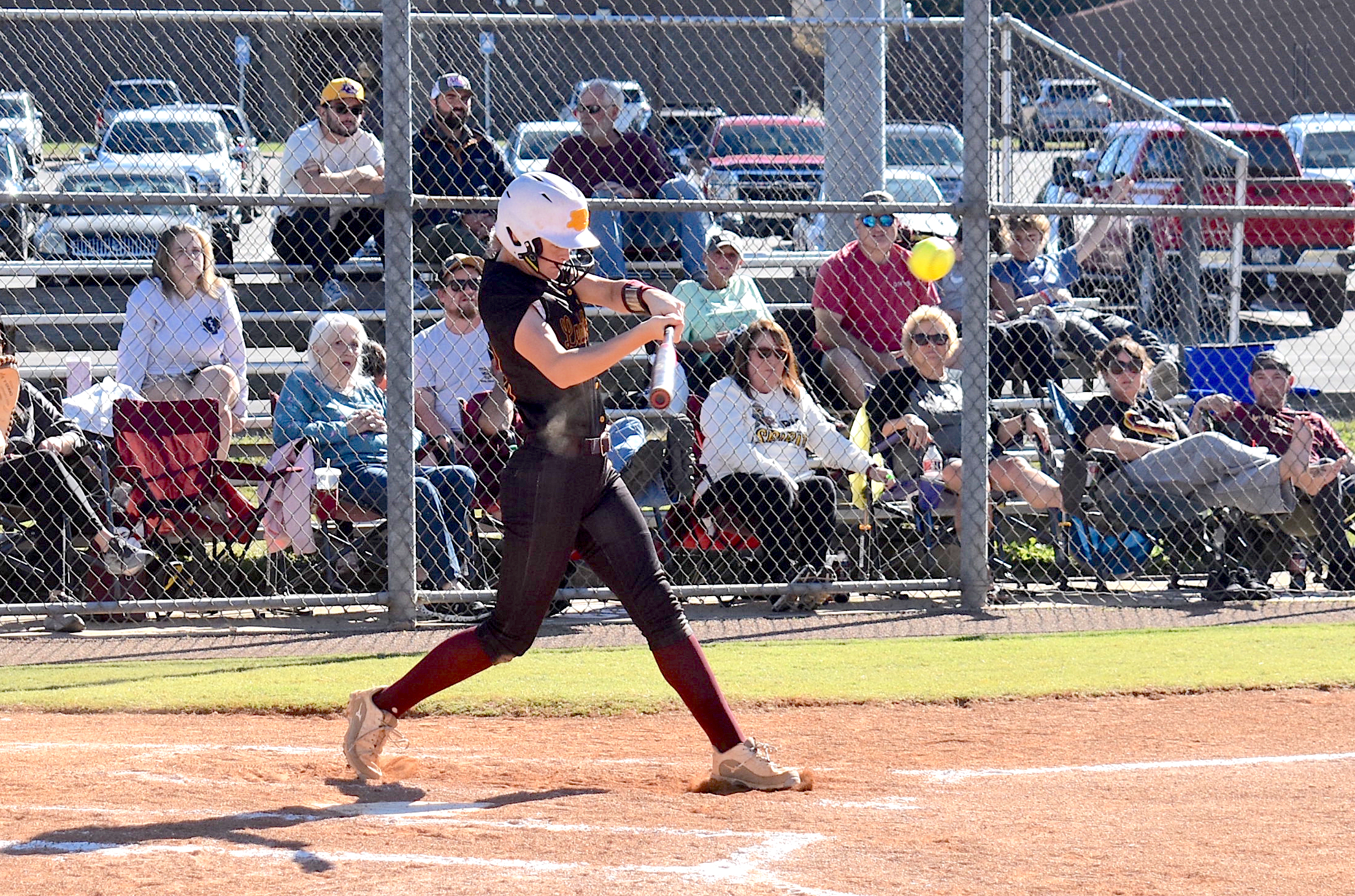 Staff photo by Patrick MacCoon / Dade County junior Winter Daniel hits a triple to right center field during Tuesday's home game against Metter in the second round of the GHSA Class AA state playoffs.