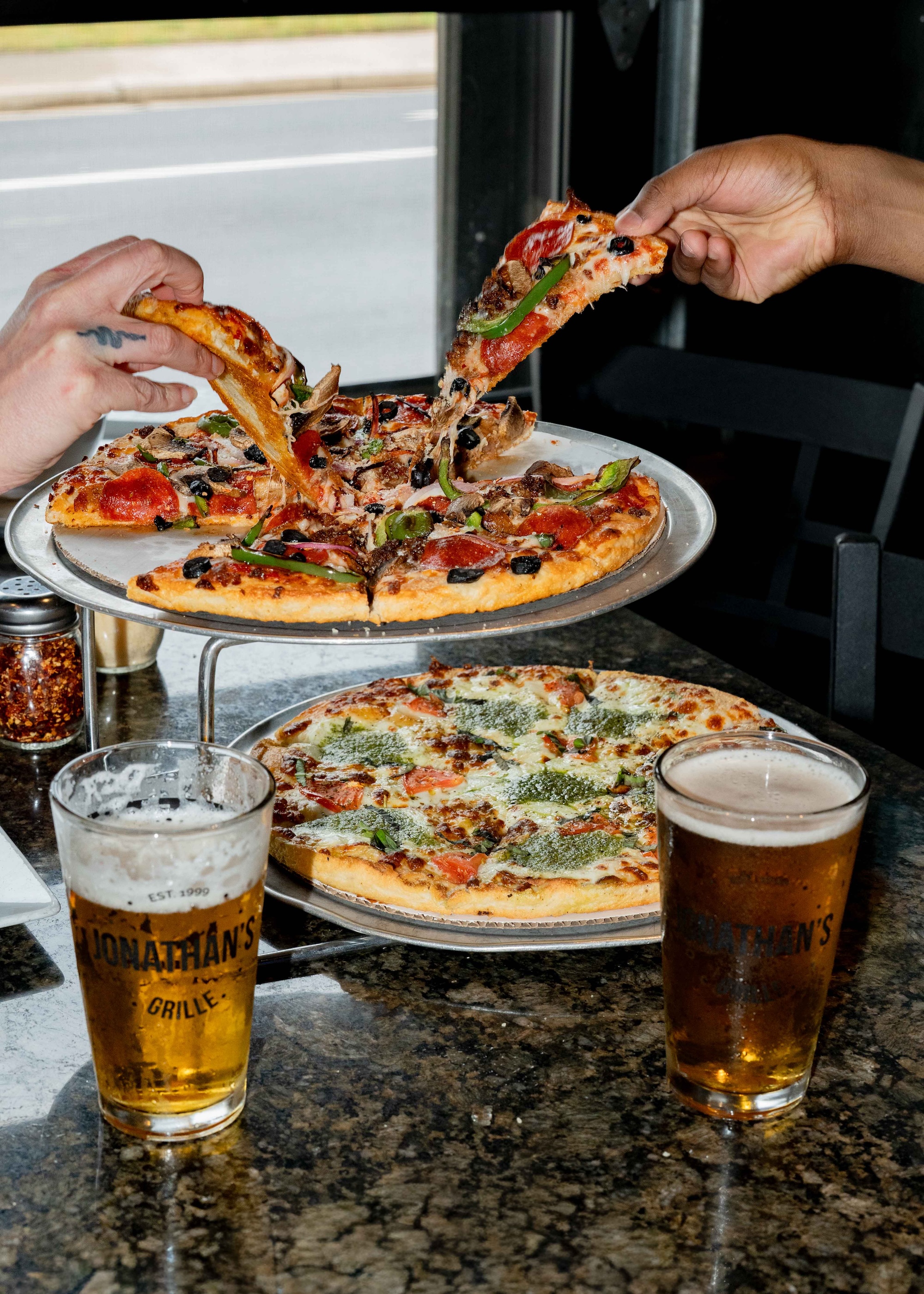 Contributed photo / Jonathan's Grille is known for its two-for-one deal on 12-inch pizzas offered on Tuesdays.