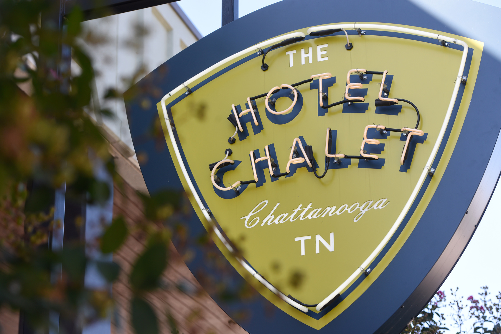 Staff photo by Matt Hamilton / A sign greets visitors at Hotel Chalet on Friday, Oct. 23, 2026.