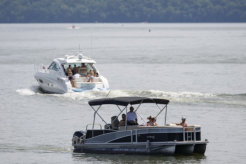 Staff photo by C.B. Schmelter / Boaters enjoy Memorial Day on the waters of Chickamauga Lake on Monday, May 25, 2020 in Chattanooga, Tenn.