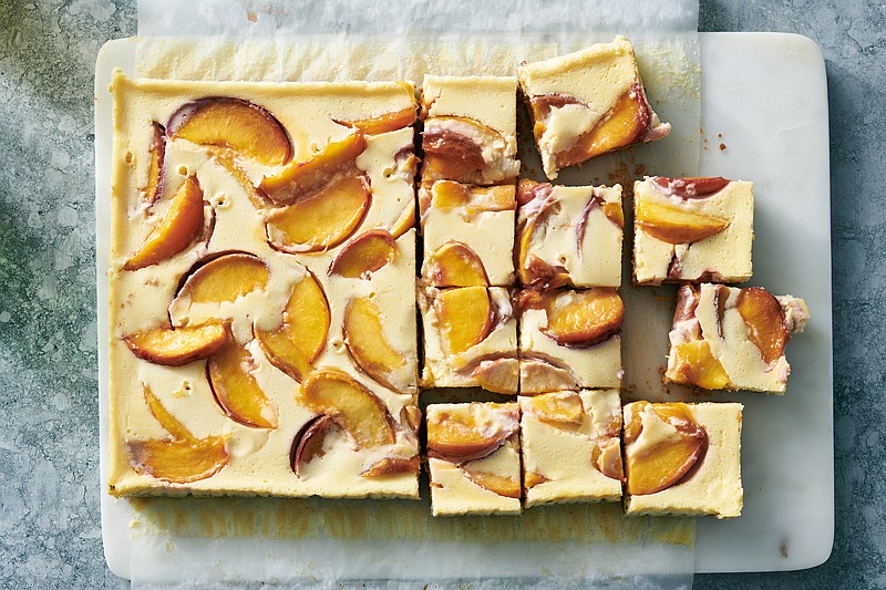 Creamy Peach Bars are a little like cheesecake, but heavy on the fruit. / David Malosh/The New York Times