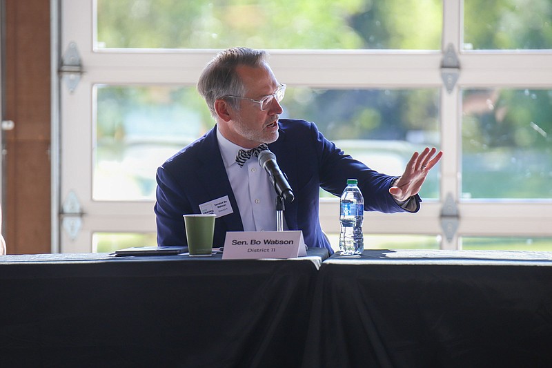 Staff photo by Olivia Ross  / Tennessee Senator Bo Watson speaks to the audience. The 2022 Literacy Summit was held at the Collegedale Commons on September 8, 2022