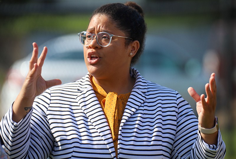 Staff photo by Olivia Ross / Marie Mott speaks during an interview on August 16, 2022. Mott gives a statement of her vision running for District 8 City Council representative.