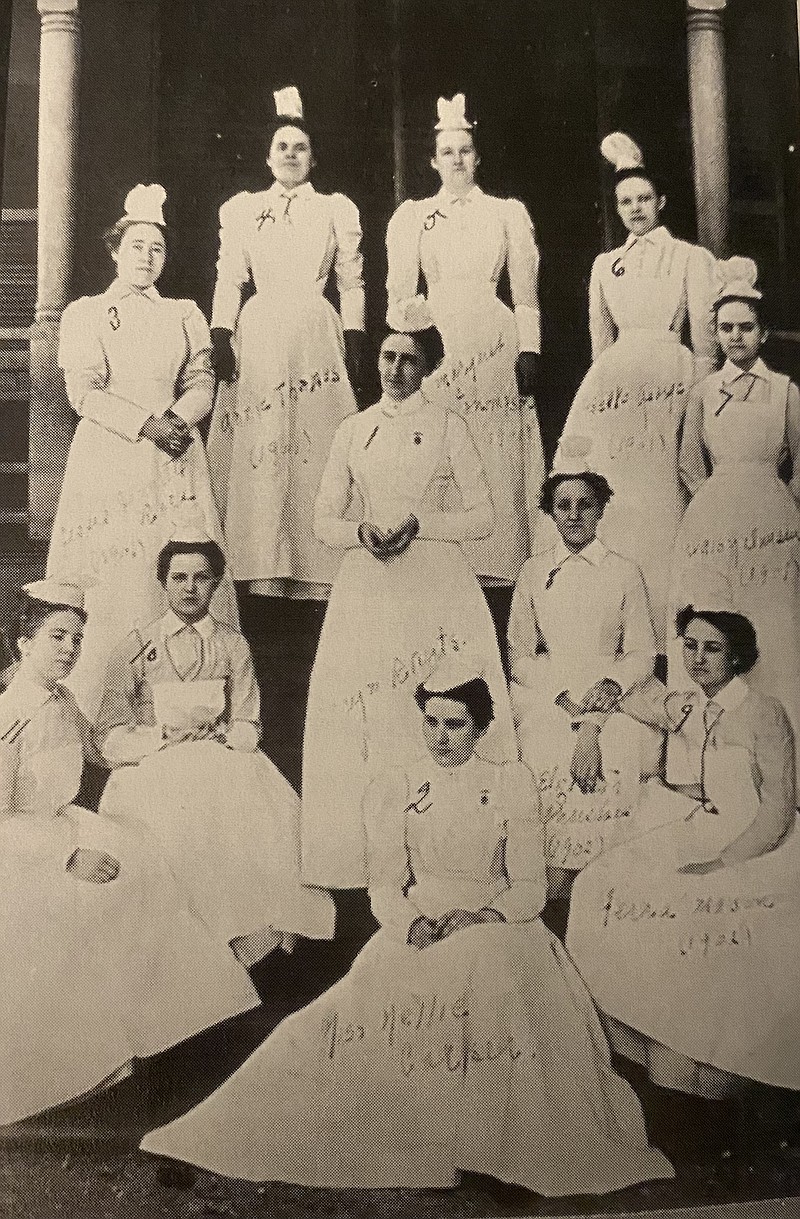 The seven student graduates of the class of 1901 in Erlanger’s three-year nursing program are shown along with nursing school instructors and Erlanger’s first operating room supervisor, who was also an instructor. / Contributed photo