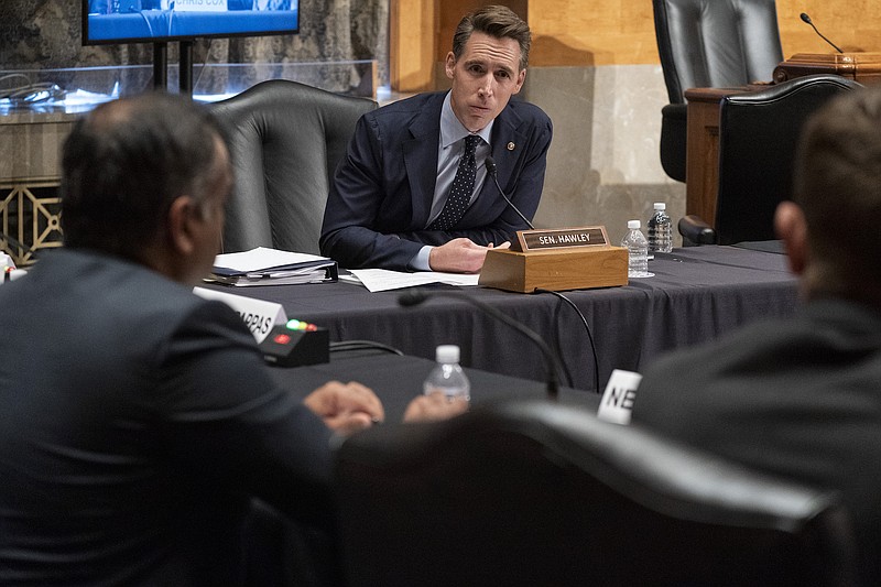 Photo by Alex Brandon / The Associated Press / Sen. Josh Hawley, R-Mo., speaks during a Senate Homeland Security and Governmental Affairs committee hearing  on Wednesday, Sept. 14, 2022, on Capitol Hill in Washington.