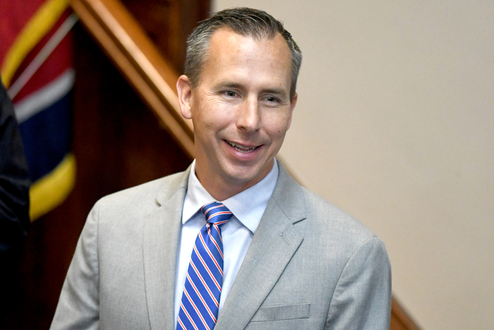 Staff Photo by Robin Rudd / David Sharpe, of District 6, takes part in a special presentation at the regular meeting of the Hamilton County Commission on September 21, 2022.