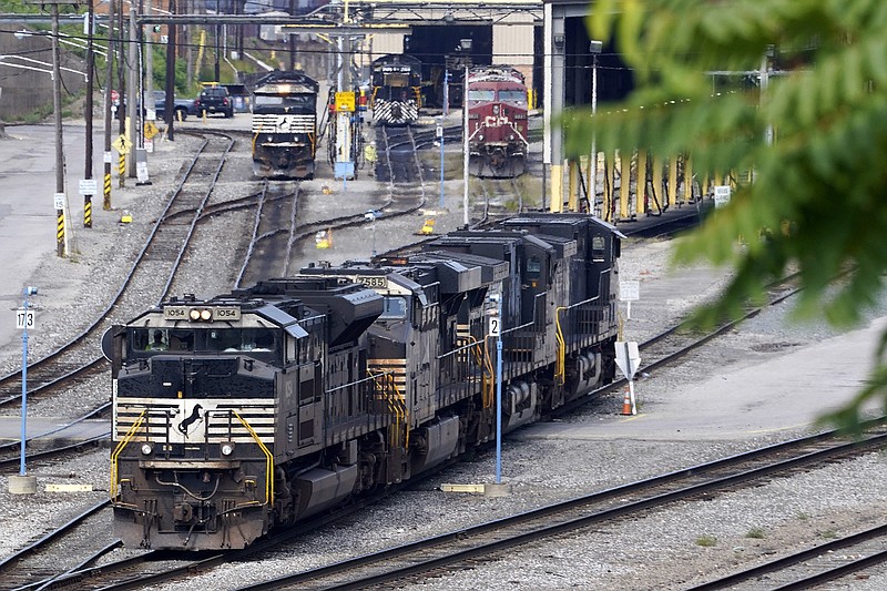 Norfolk Southern locomotives are moved in the Conway Terminal in Conway, Pa., Thursday, Sept. 15, 2022. (AP Photo/Gene J. Puskar)