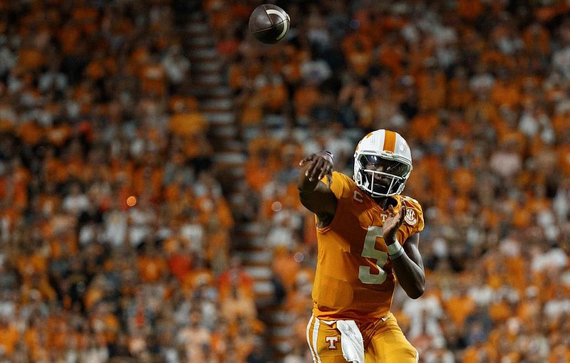 Tennessee Athletics photo by Ian Cox / Tennessee sixth-year senior quarterback Hendon Hooker has thrown 35 touchdown passes and only two interceptions since becoming the Volunteers starter last September.