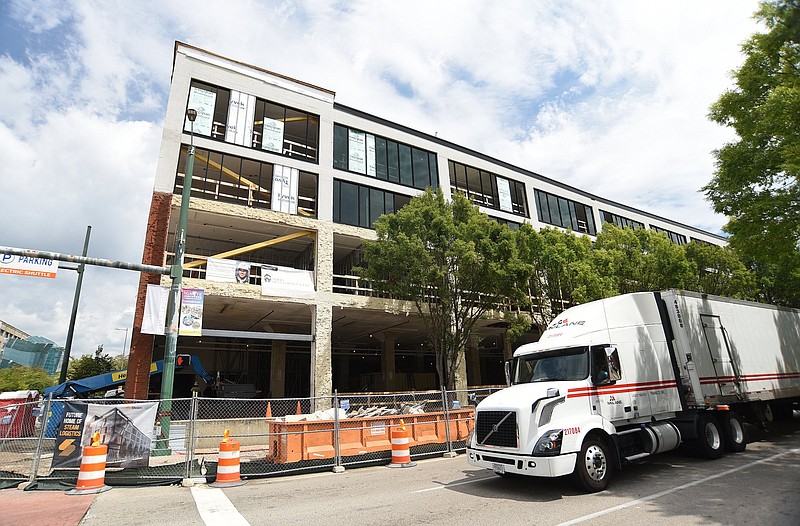 Staff file photo by Matt Hamilton / Construction continues on the new Steam Logistics home office at Fourth and Broad streets on Tuesday, Aug. 16, 2022. Steam plans to create 400 new jobs.