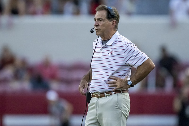 AP file photo by Vasha Hunt / Alabama football coach Nick Saban's second-ranked Crimson Tide will host Vanderbilt on Saturday night in the SEC opener for both teams.