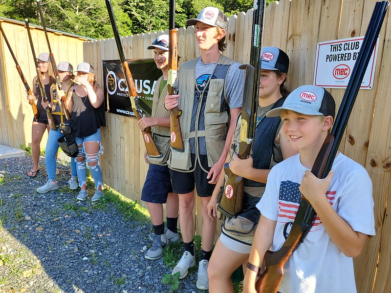 Photo contributed by Larry Case / Youth shooters, such as these at the Field of Dreams shotgun shooting sports range in West Virginia, can help combat the decrease in hunter numbers in the United States. How to get them involved with hunting, though, is the question.