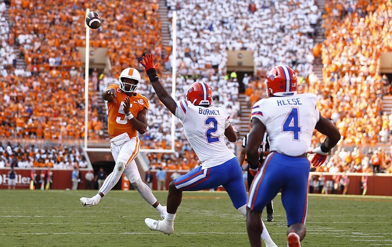 Tennessee Athletics photo / Tennessee quarterback Hendon Hooker threw for 349 yards and rushed for 112 during Saturday’s 38-33 win over Florida inside Neyland Stadium.
