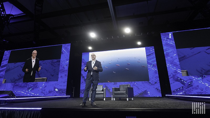 Freightwaves / Freightwaves CEO Craig Fuller addresses nearly 2,000 people at Chattanooga's Freight Futures Festival on Tuesday morning.