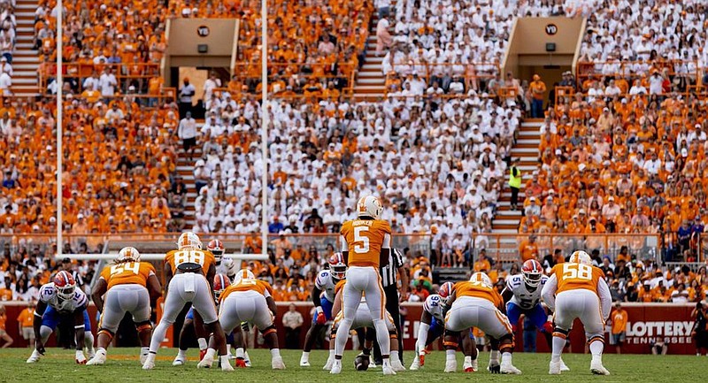 Tennessee Athletics photo by Andrew Ferguson / Tennessee’s offense racked up 576 yards in last Saturday’s 38-33 win over Florida but could not close out the game after coming up short on a fourth-and-3 situation.