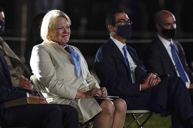 Photo by Patrick Semansky / The Associated Press / Virginia "Ginni" Thomas, wife of Supreme Court Justice Clarence Thomas, arrives to watch Amy Coney Barrett take the Constitutional Oath on the South Lawn of the White House in Washington, on Oct. 26, 2020.