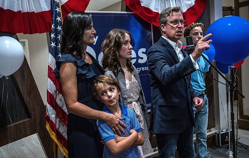 John Partipilo / Tennessee Lookout / GOP congressional nominee Andy Ogles, shown with his family, has said he wants the U.S. Supreme Court to overturn federal protections for same-sex marriage and return decisions to the states, much as the court did with Roe v. Wade.