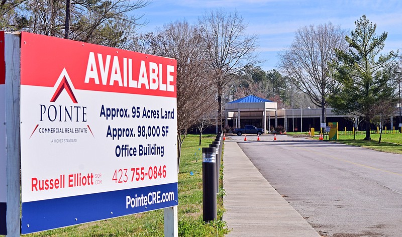 Staff Photo by Robin Rudd / Hamilton County commissioners approved the purchase of the former Cigna facility at 7555 Goodwin Road on Wednesday for use as a future school. The building was photographed on March 14, 2022.