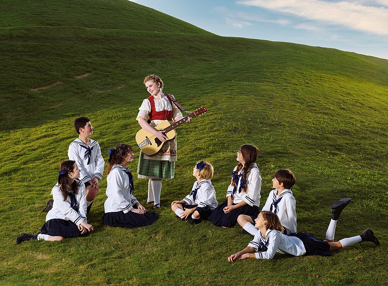 Contributed Photo by Brad Cansler / Appearing in the Chattanooga Theatre Centre’s production of “The Sound of Music” are, from left, Josie Julienne (Louisa), Roman Medina (Frederich), Georgia Sharp (Liesl), Addie Counts (Maria), Naomi Elliott (Gretl), Catarina Lopes de Sousa (Brigitta), Emerson Giles (Kurt) and Piper Elliott (Marta). The season opener is in its final weekend.