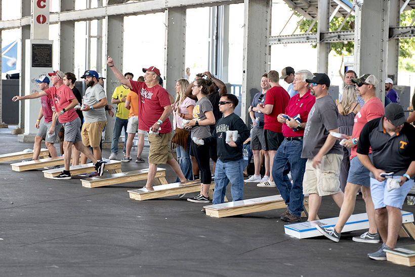Photo by Michael Hampton / Participants of the tournament get ready to play.