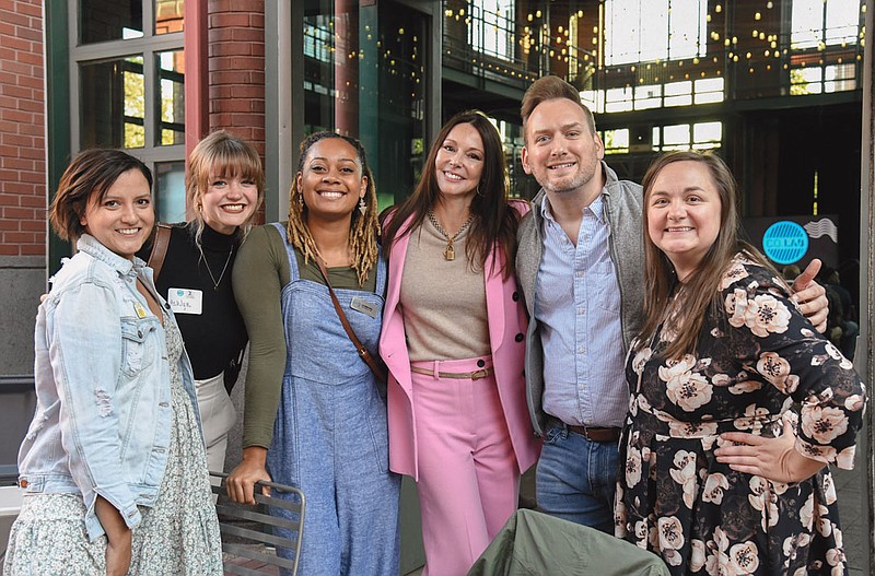 Photography by Mark Gilliland / From left, Rosimar Nieves, Ashlyn Gentile, Lya Kimbrough,Tasia Malakasis, Austin Corcoran and Chloe Morrison at the Will This Float? pitch competition.