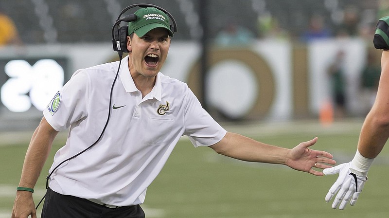 Charlotte Athletics photo / Will Healy guided Charlotte to its first winning season and bowl appearance in 2019 and to a win over Duke in 2021, but he was fired last Sunday following this year’s 1-7 start.