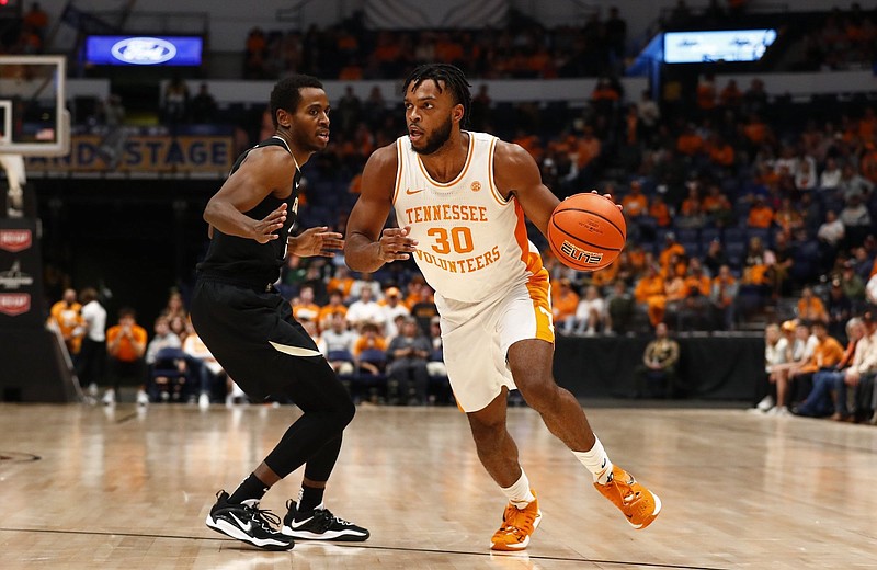 Tennessee Athletics photo / Tennessee senior guard Josiah-Jordan James scored 15 points during Sunday afternoon’s 78-66 upset loss to Colorado inside Nashville’s Bridgestone Arena.