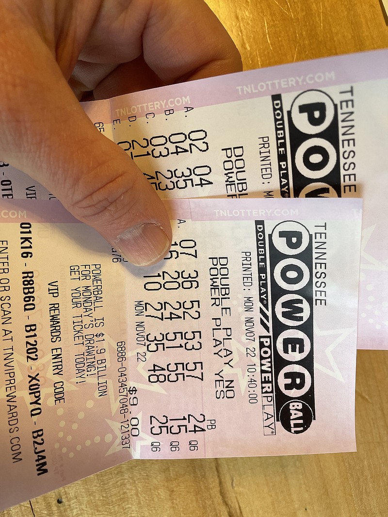 Times Free Press photo by Mark Kennedy, Nov. 14, 2022. Powerball tickets for November 2022 could have been worth over $2 billion.