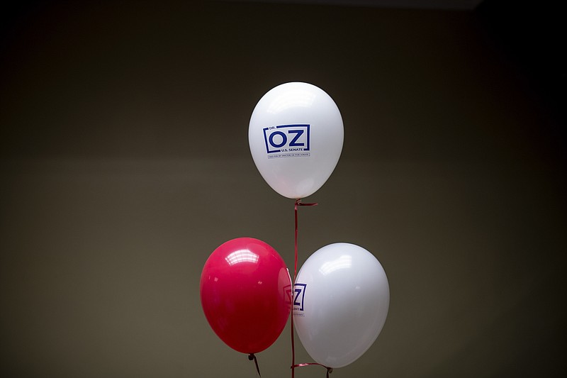 File photo/Hilary Swift/The New York Times /  Balloons in a campaign event of Republican candidate for Pennsylvania Senator, Dr. Mehmet Oz, in Carlisle, Pa., on Nov. 4, 2022. Republicans Doug Mastriano and Mehmet Oz were defeated.