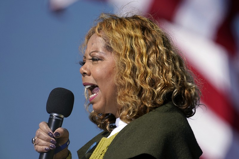 File photo/Brynn Anderson/The Associated Press / Rep. Lucy McBath, D-Ga., speaks to supporters of Joe Biden as they wait for former President Barack Obama to arrive and speak at a rally on Nov. 2, 2020, in Atlanta. Georgia lawmakers redistricted Georgia's congressional delegation, state Senate and state House. The headline-grabbing issue for lawmakers was whether Republicans target suburban Democrats McBath and Carolyn Bourdeaux, who have gained seats in recent years. They did.