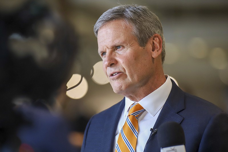 Staff Photo by Olivia Ross / Tennessee Gov. Bill Lee speaks with members of the media in Cleveland, Tenn., on Nov. 1.