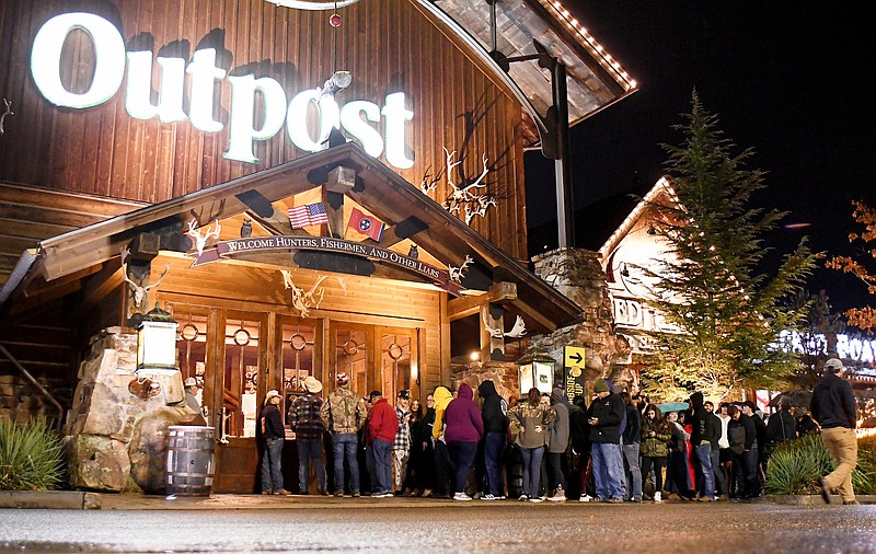 Staff Photo by Robin Rudd /  Customers wait for the doors to open at 5 a.m. at the Bass Pro Shops in East Ridge. Black Friday shopping started early in East Ridge and Chattanooga as shoppers took advantage of bargains.